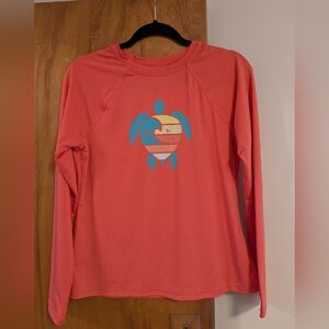 Life Is Good Coral Rashguard with Blue Turtle